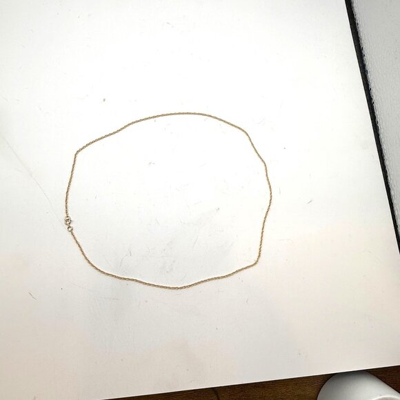 Dainty 14K Yellow Gold Rope Chain Necklace Fine Minimalist Gold - Picture 4 of 8